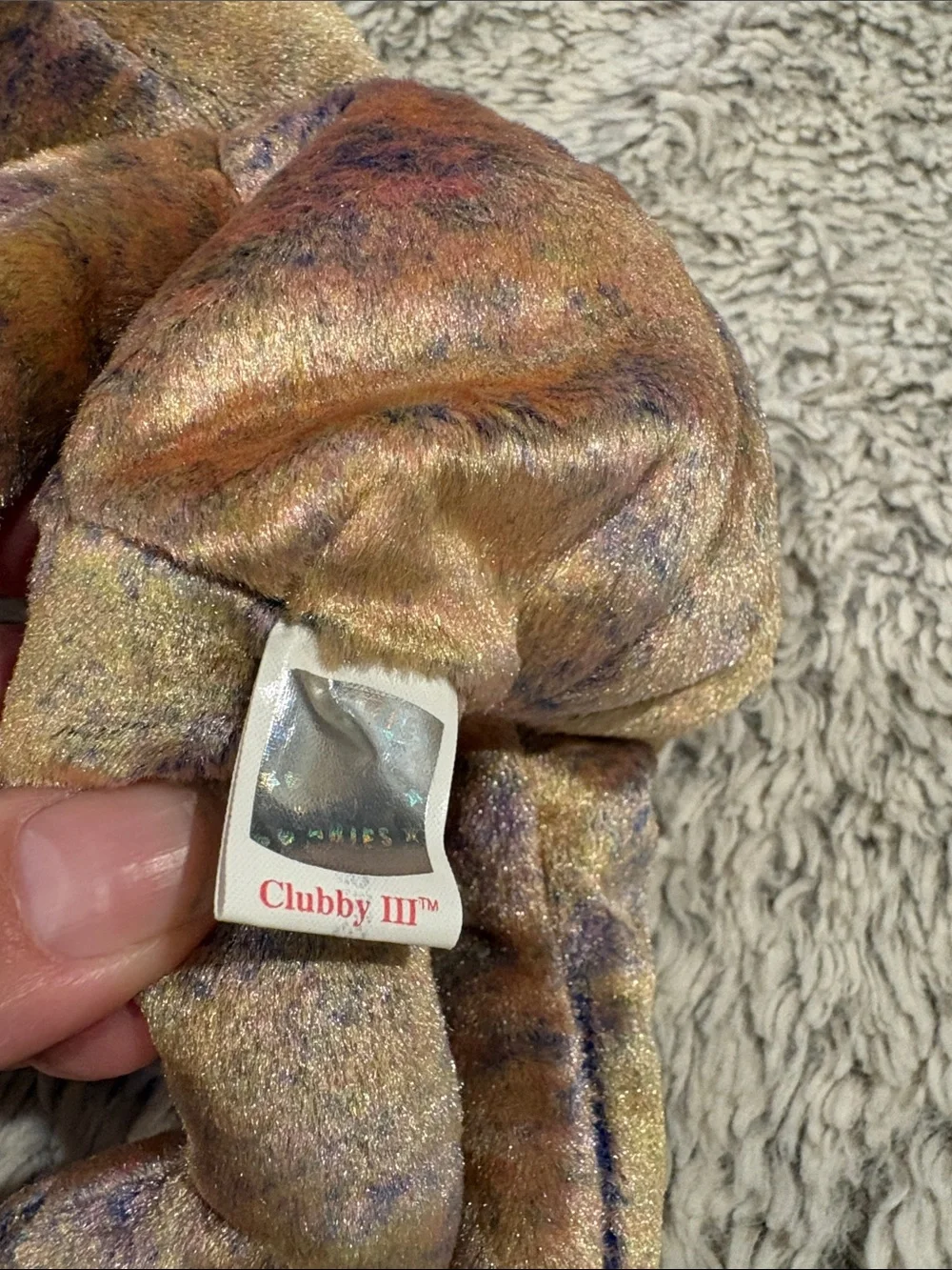 Ty cubby III Bear Plush in Shimmering Gold and Iridescent Hues
